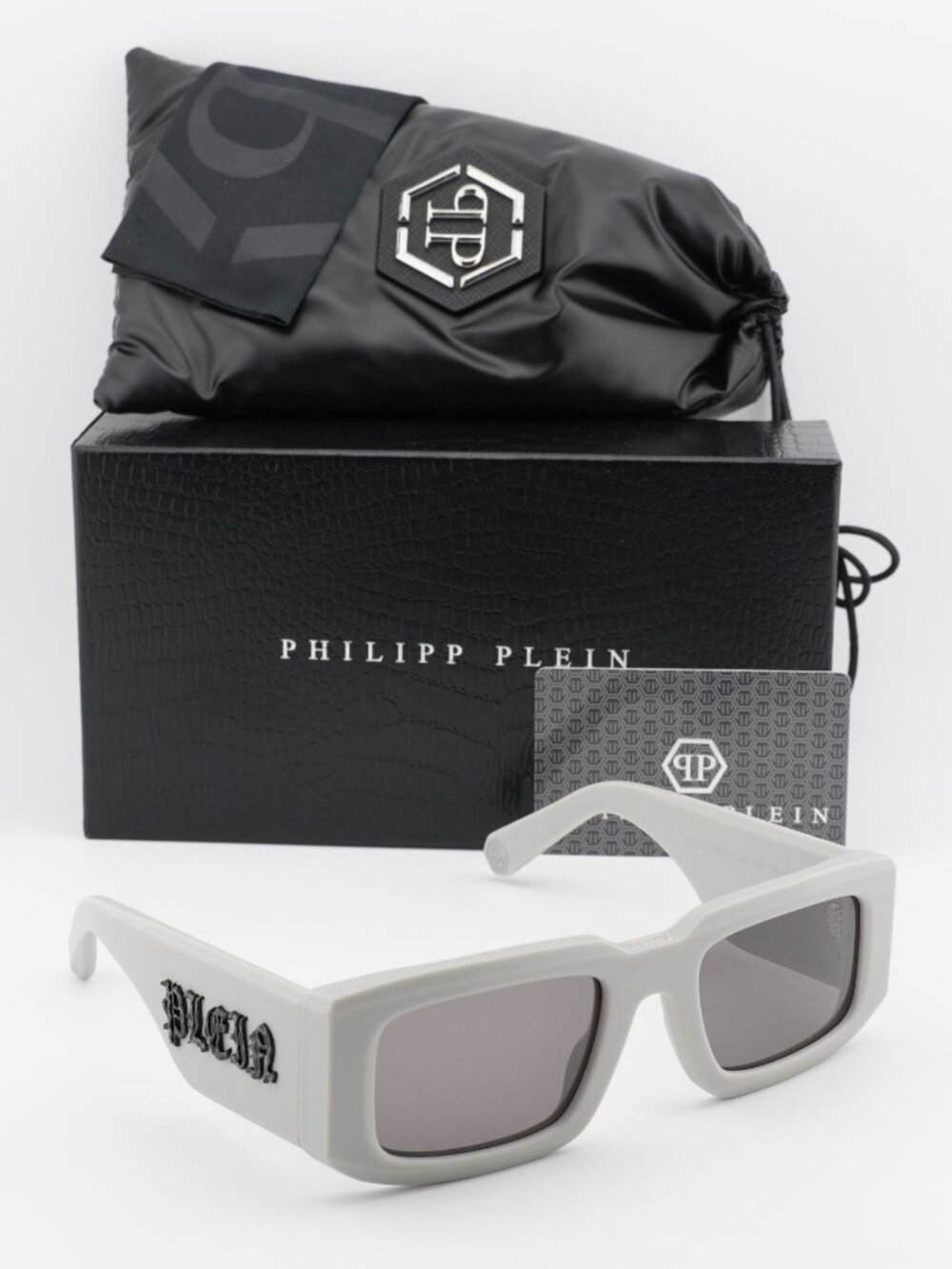 Philipp Plein SPP149 0L46 Rectangle Unisex Sunglasses - Grey